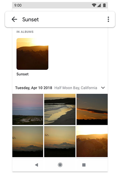 Phone screen displaying Google Photos feature on android one